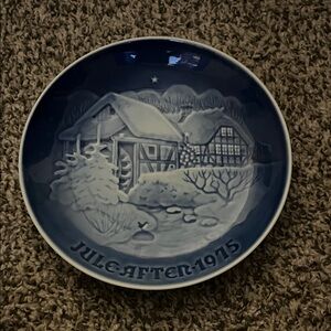 Blue & White Decorative Christmas Plate - 'Jule Aften 1915'